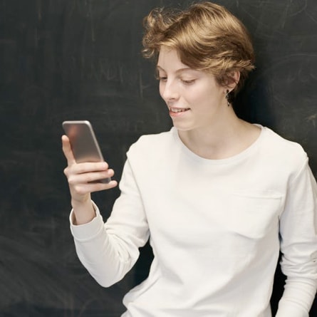 woman holding a phone